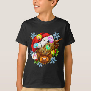 T-shirt Vache de Noël drôle Highland, Li de Noël occidenta