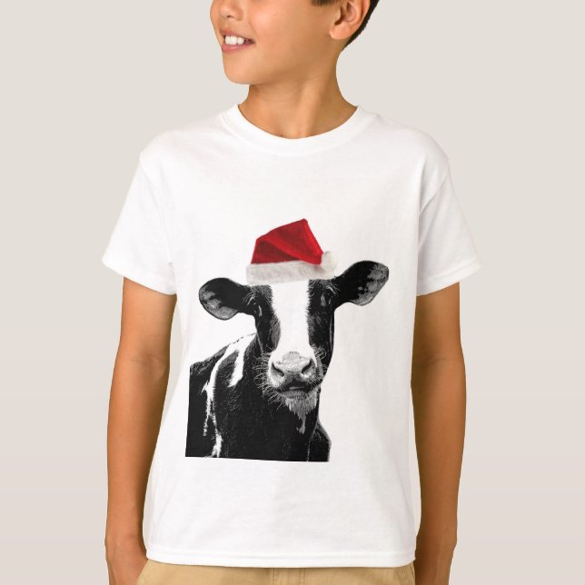 T-shirt Vache de père Noël - Vache laitière portant le cha (Devant)