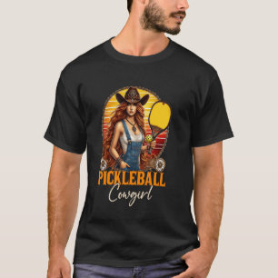 T-shirt Vache de Pickleball Cowgirl Fille de l'Ouest Drôle