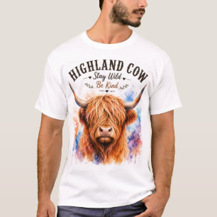 T-shirt Vache des Highlands Aquarelle Splash Restez Sauvag