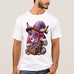 T-shirt Vache des Highlands arc-en-ciel Halloween