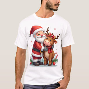 T-shirt Vache des Highlands de Noël avec Santa écossais vi