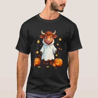 T-shirt Vache des Highlands en costume de fantôme Joyeux H