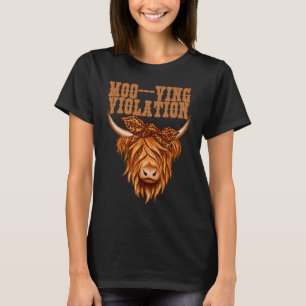 T-shirt Vache des Highlands en infraction de déplacement e