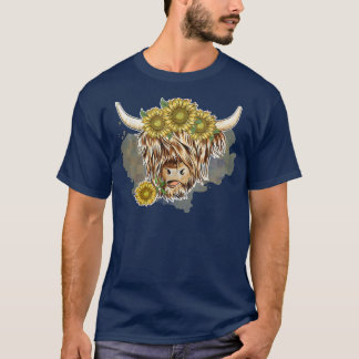 T-shirt Vache des Highlands et tournesols 