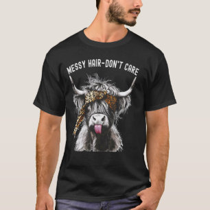 T-shirt Vache des Highlands Impression Léopard Cheveux Déc