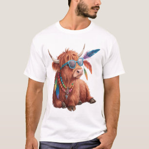 T-shirt Vache des Highlands Png, Vache Cool Png, Lunettes 