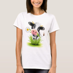 T-shirt Vache du Holstein dans l'herbe