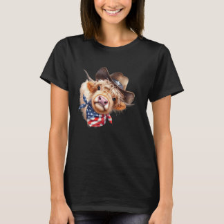 T-shirt Vache écossaise drôle de Highland Cow le 4 juillet