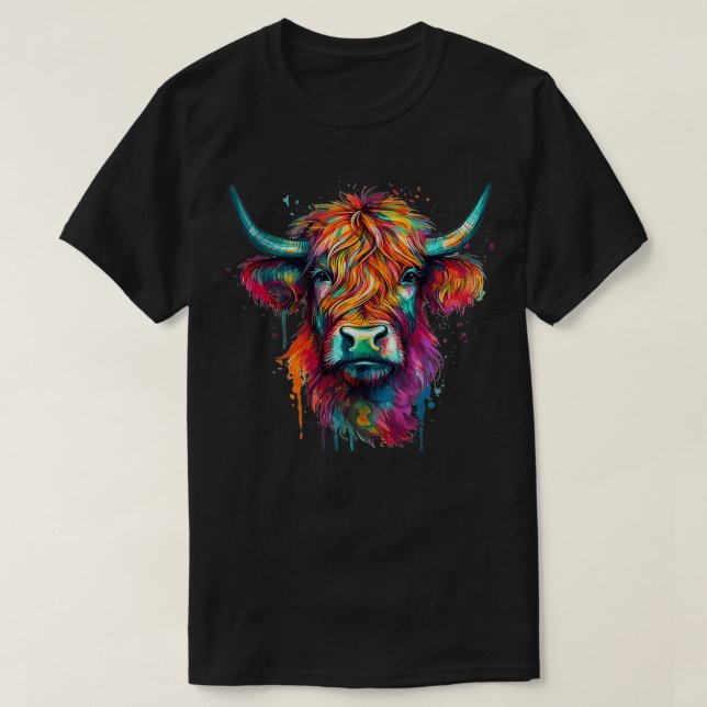 T-shirt Vache écossaise Highland Face Highlander (Design devant)