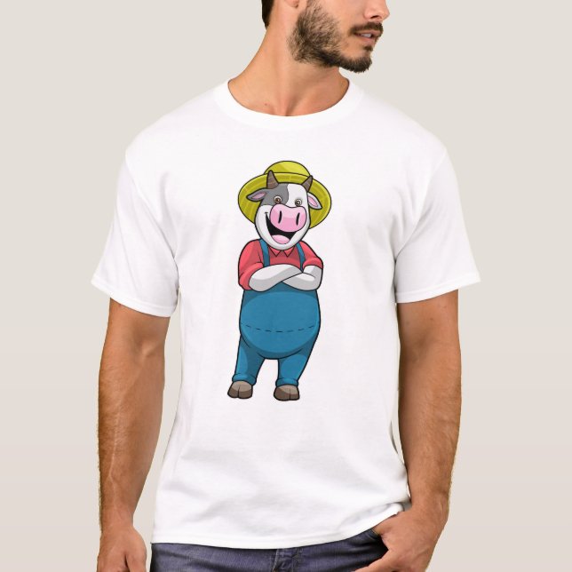 T-shirt Vache en tant qu'agriculteur avec Casquette (Devant)