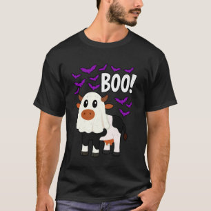 T-shirt Vache fantôme Boo Halloween drôle ferme animal fau