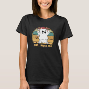T-shirt Vache fantôme Moo Je veux dire Boo Citrouille Lune