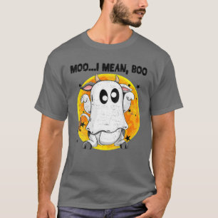 T-shirt Vache fantôme Moo Je veux dire Boo Citrouille Lune