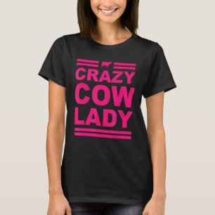 T-shirt Vache folle dame agricultrice rose