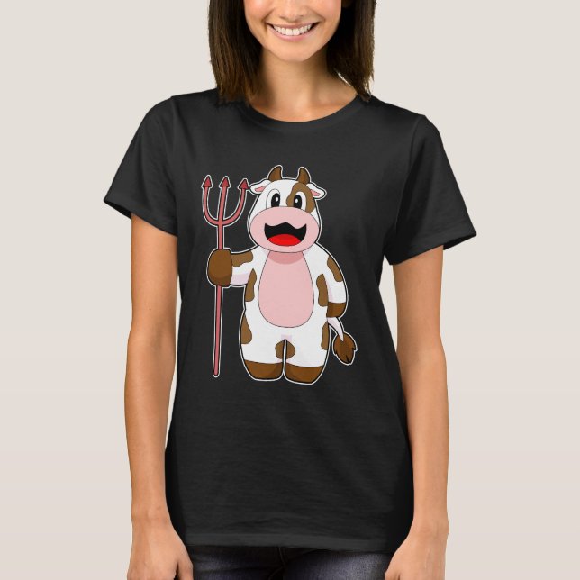 T-shirt Vache Halloween Devil Trident (Devant)