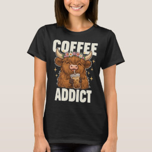 T-shirt Vache Highland Accro au Café
