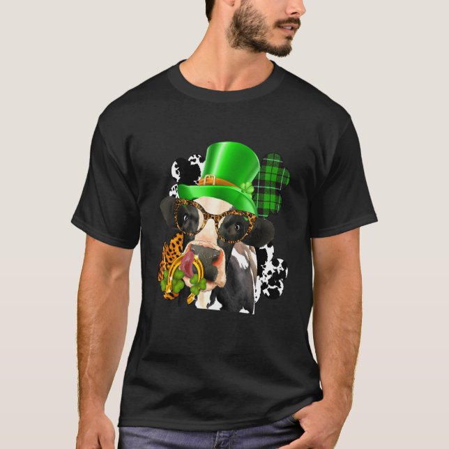 T-shirt Vache Highland Avec C St Patrick Day Cheval Leopar (Devant)