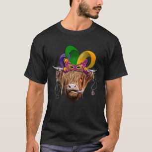 T-shirt Vache Highland génisse chapeau de bouffon Mardi Gr