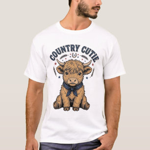 T-shirt Vache Highland Patriotique Coupe Country Vintage A