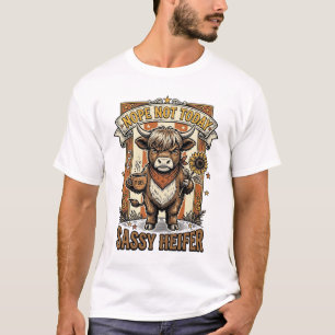T-shirt Vache Highland Sassy Pas Aujourd'hui Café Graphiqu