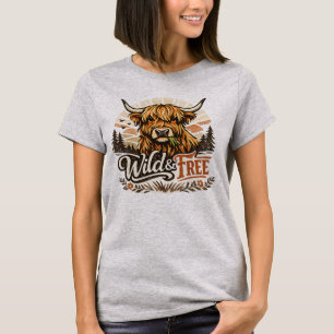 T-shirt Vache Highland sauvage et libre Occidentale vintag