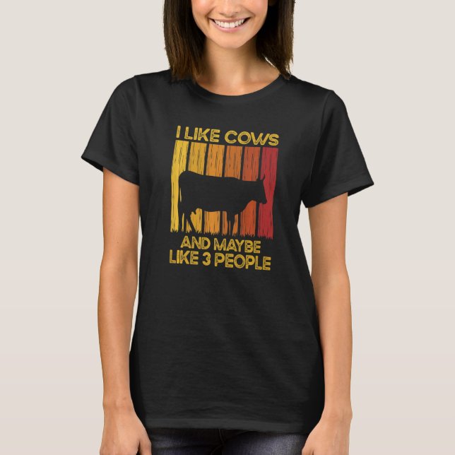 T-shirt Vache J'Aime Les Vaches Et Peut-Être 3 Personnes Q (Devant)
