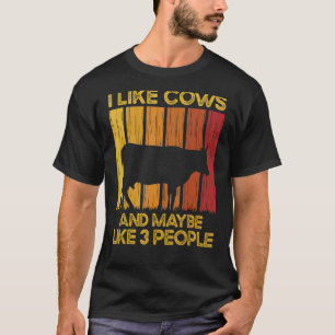 T-shirt Vache J'Aime Les Vaches Et Peut-Être 3 Personnes Q