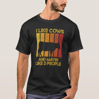 T-shirt Vache J'Aime Les Vaches Et Peut-être J'Aime 3 Pers
