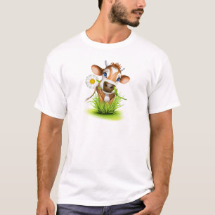 T-shirt Vache Jersey dans l'herbe