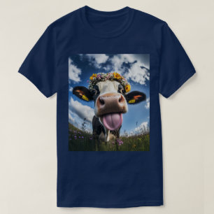 T-shirt Vache joyeuse en fleur