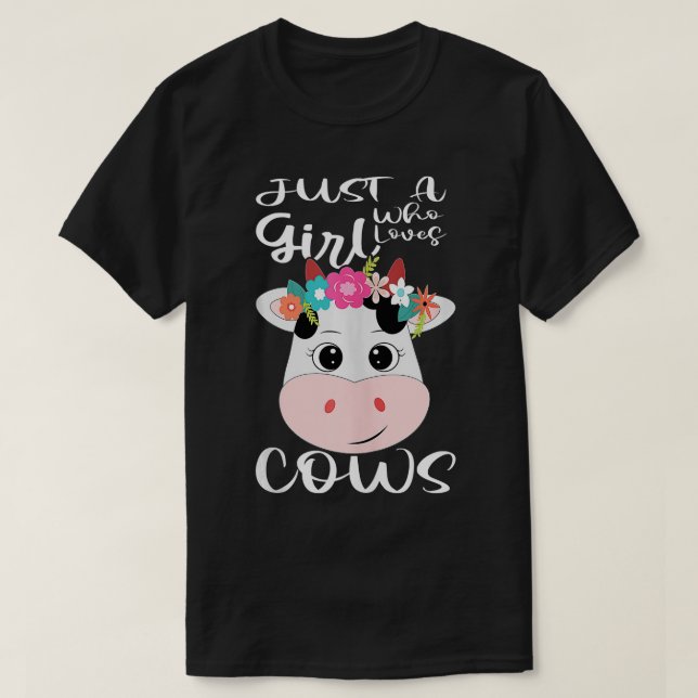 T-shirt Vache Juste Une Fille Qui Aime Les Vaches Fermier  (Design devant)