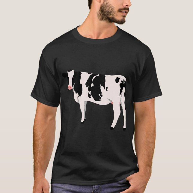 T-shirt Vache Lait Noir Et Blanc (Devant)