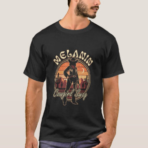 T-shirt Vache Mélanine Cowgirl Swag Rétro Fille du Coucher