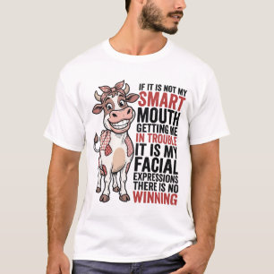 T-shirt Vache mignonne insolente bouche intelligente graph
