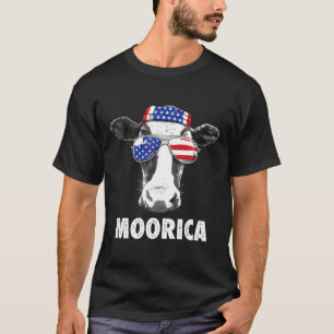 T-shirt Vache Moorica Merica Hommes Femmes Drapeau Usa