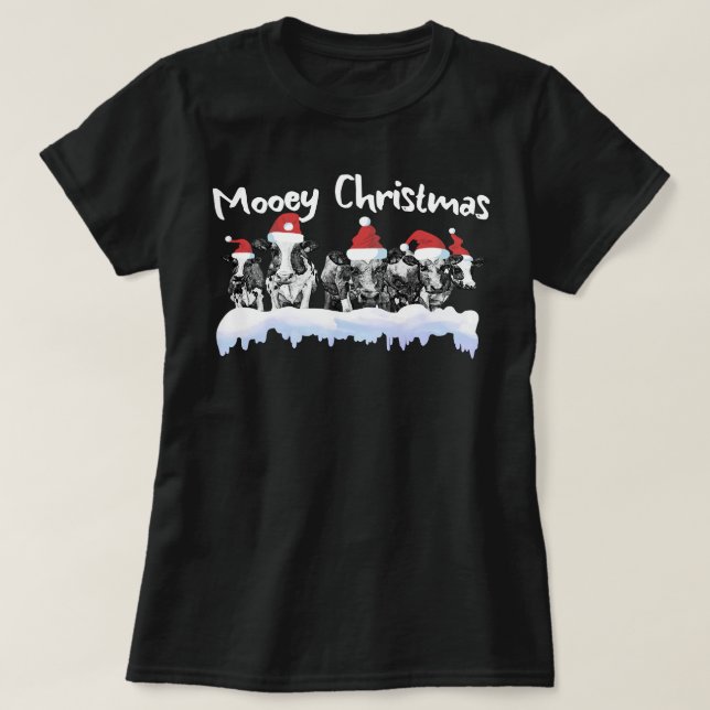 T-shirt Vache Noël Moey Noël Funky Heifer Vache Far (Design devant)