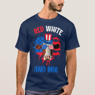 T-shirt Vache Patriotique Rouge Blanc Et Moo 4 juillet