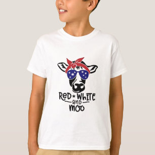 T-shirt Vache patriotique rouge blanc et moo 4 juillet