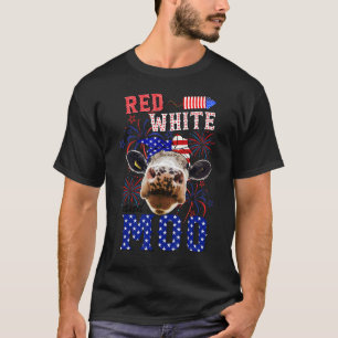 T-shirt Vache patriotique Rouge Blanc Et Moo 4 juillet Fir