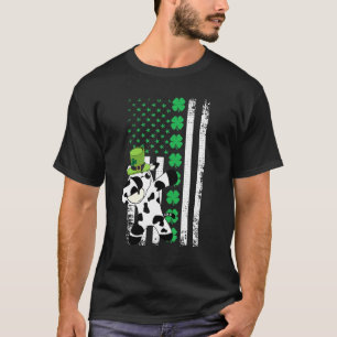 T-shirt Vache qui fait dab Shamrock Drapeau Américain Sain