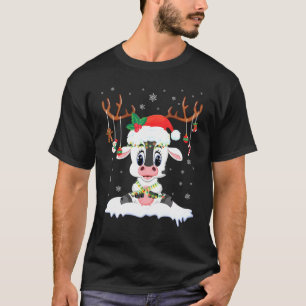 T-shirt Vache Renne Santa Noël Costume Danse Sur Neige Moi