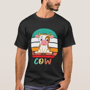 T-shirt Vache Rétro Vintage Pour Hommes Femmes Enfants