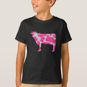 T-shirt Vache rose et blanc Silhouette