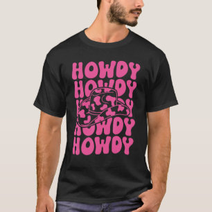 T-shirt Vache rose howdy sud-ouest fille country rodéo cow