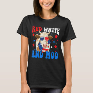 T-shirt Vache rouge blanc et moo du 4 juillet