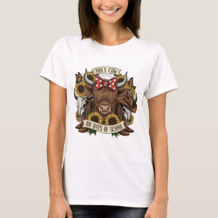 T-shirt Vache Sainte 100 Jours d'École Occidental Boho Cow