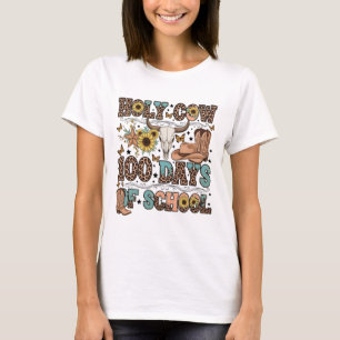 T-shirt Vache Sainte 100 Jours d'École Occidental Boho Cow