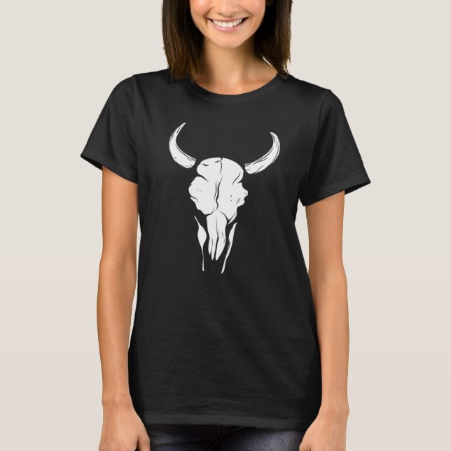 T-shirt Vache sauvage Taureau Crâne Tête Animal occidental (Devant)