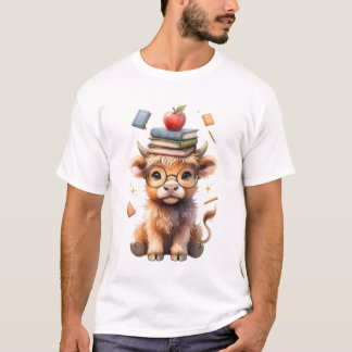 T-shirt Vache savante avec des livres